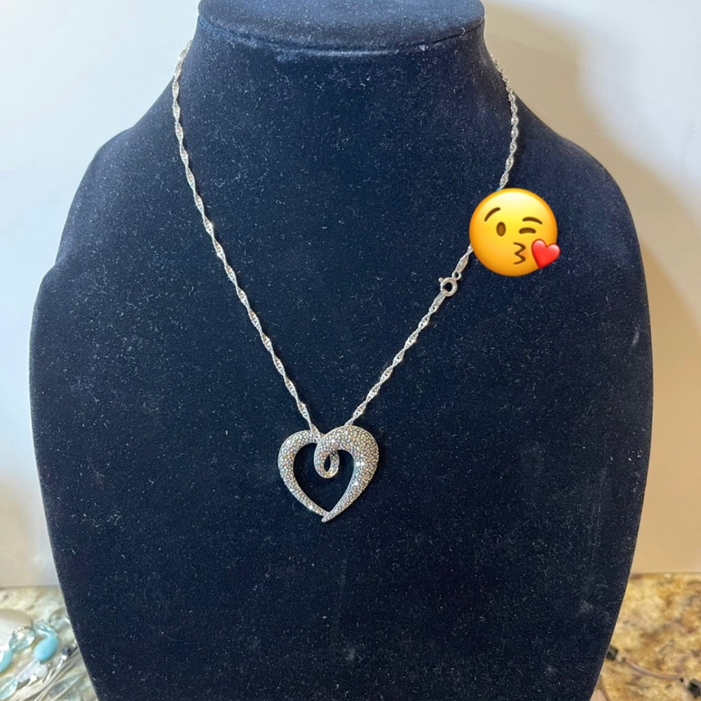 Silver Chain Necklace With Silver Heart - image 1
